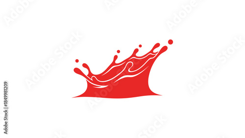 Red Liquid Splash with Droplets Illustration.