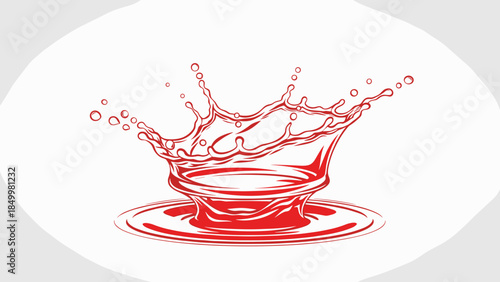Red Liquid Splashing and Forming Crown Shape.