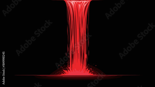 Red Liquid Splashing Downward on Black.