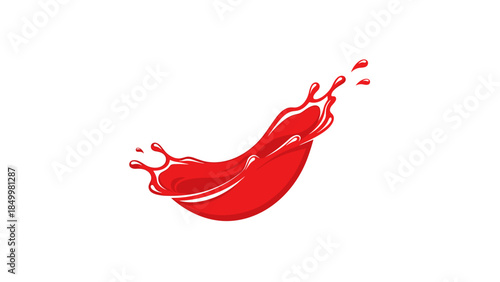 Red Liquid Splashing Droplets Isolated White.