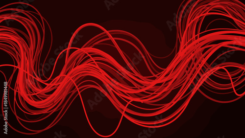 Red Neon Light Trails on Dark Background.