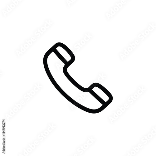 Simple black and white outline of a classic telephone handset icon