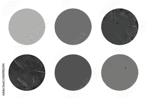 Collection of six circular metallic textures.