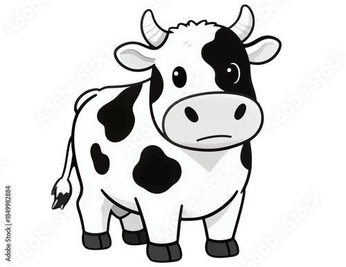 Cute Cartoon Cow with Black and White Spots