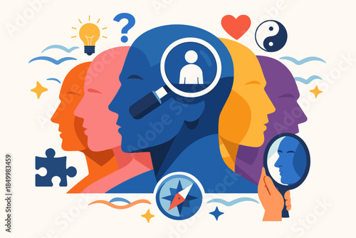 Diverse minds and personalities concept with vibrant illustrations