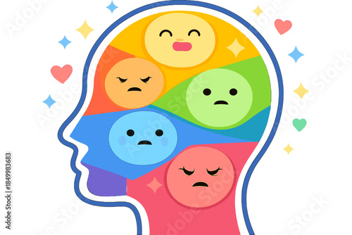 Colorful emotions in mental health concept art design
