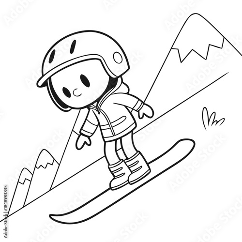 Snowboarder's Delight: A playful illustration of a snowboarder carving down a snowy mountain, embracing the exhilaration of winter sports.