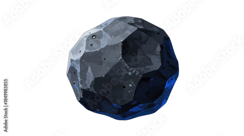 Faceted blue gemstone with irregular shape isolated