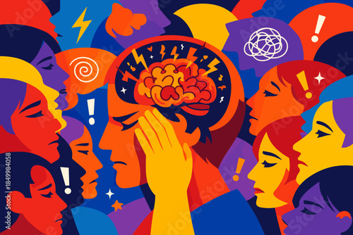 Colorful abstract art highlighting brain activity and mental health awareness