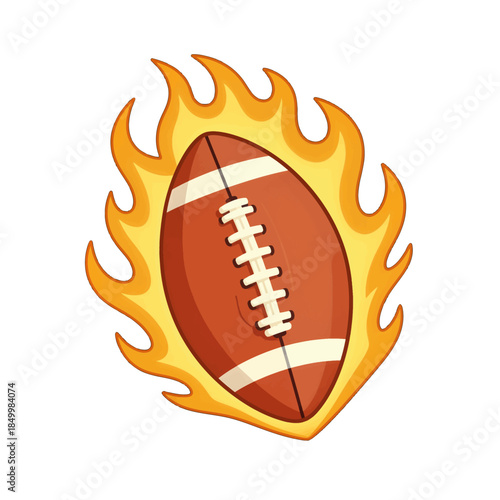 Flaming American Football Illustration