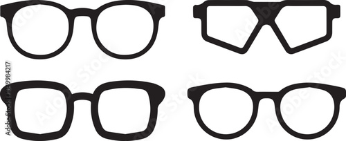 Eyeglass frame in various style and shapes black silhouette icon vector elements