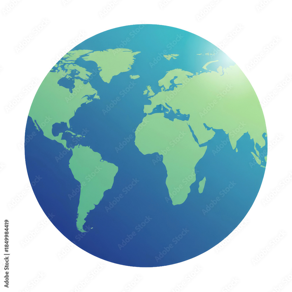 Naklejka premium A simplified Earth globe map in gradient modern vector style.