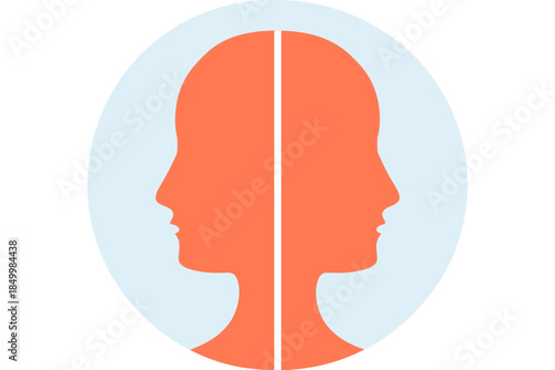 Dual silhouette faces in profile view with pastel colors