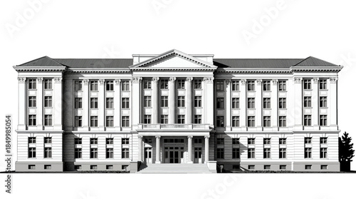 Grand neoclassical building with columns and pediment
