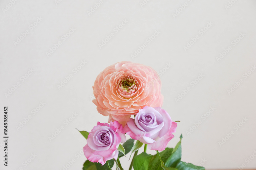 Fototapeta premium 薔薇とラナンキュラス