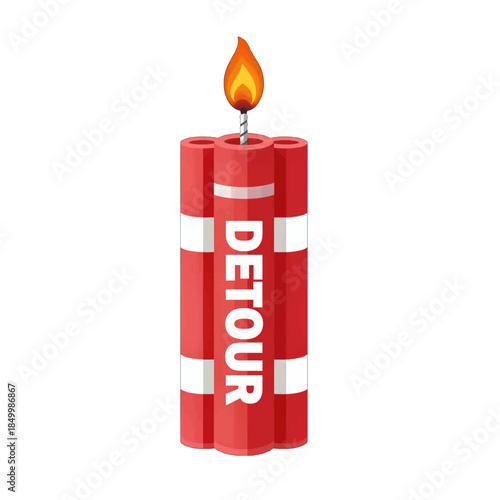 Red dynamite stick with lit fuse.