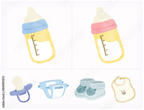 Newborn Baby Essentials Concept Illustration – Maternity and Parenting Must-Haves