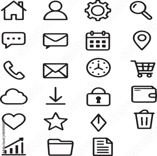 Mobile Icons Vector Set – Modern App and Smartphone UI Icon Pack for iOS and Android