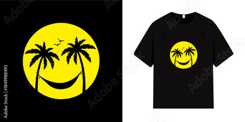 Summer beach t-shirt design. Vector illustration for t-shirts, apparel, gifts, stickers, and more.