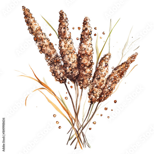 minimal yet artistic elements for creative designs. hand-drawn paint, Simple Illustration, A beautiful painting of quinoa seeds set, EPS format, isolated on a white background, watercolor style