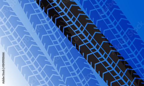 Blue gradient tire tracks background.