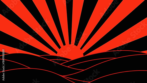 Red Rising Sun over Black Hills.