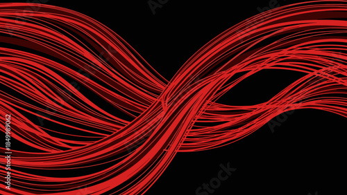 Red Twisting Lines Abstract Design Element.