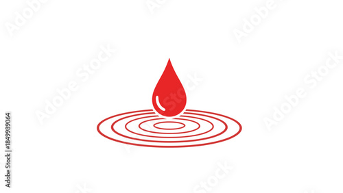 Red Water Drop Creating Ripples Illustration.