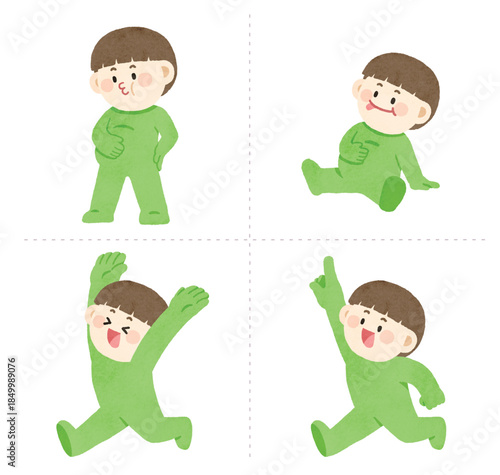 Boy Character Dynamic Poses Illustration