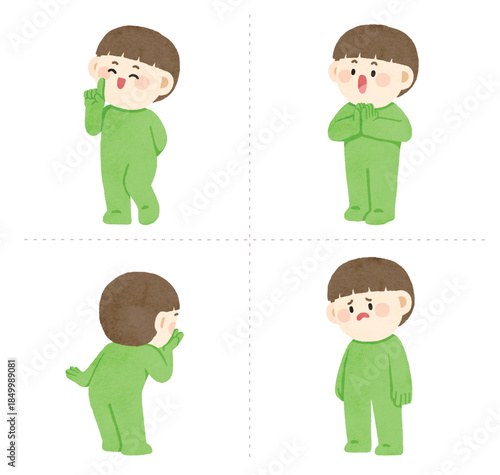Boy Character Basic Poses Illustration