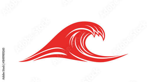 Red Wave Illustration Design Element Ocean 1.