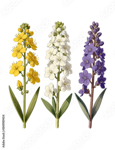 Yellow, White, and Purple Flowering Plants