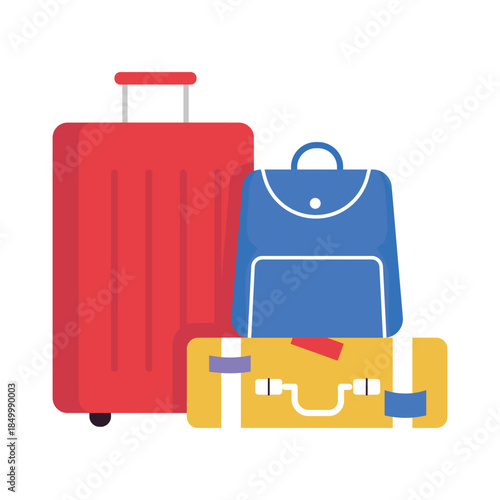 Set of Luggage and Travel Bags for Trip Preparation.