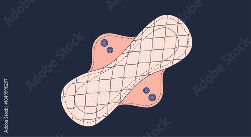 Vector illustration of a reusable cloth menstrual pad promoting a zero waste and sustainable feminine hygiene lifestyle.
