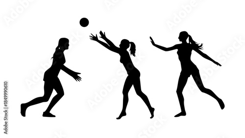 vector silhouettes of women's beach volleyball .vector icon
