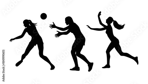 vector silhouettes of women's beach volleyball .vector icon
