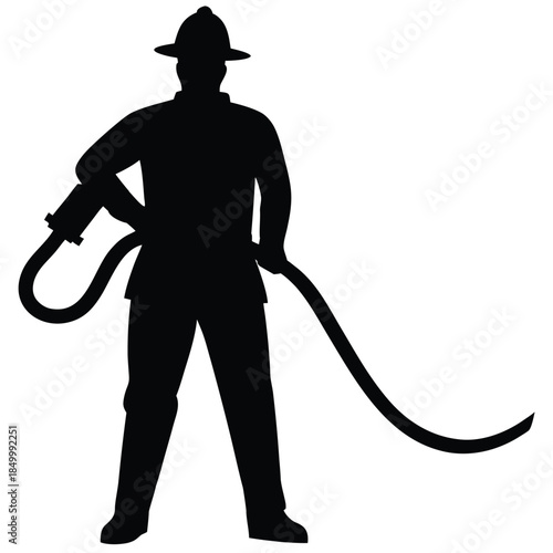 Firefighter vector black icon illustration isolated on white background for your design