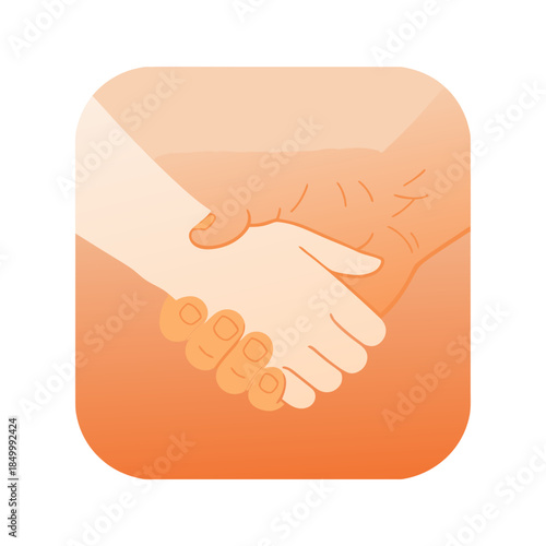 Intergenerational Connection Hands Holding Icon. Empathetic Family Caregiving and Support Symbol Vector.