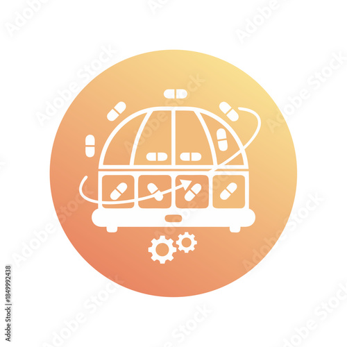 Smart Pill Dispenser Icon. Automatic Medication Management and Digital Health Tracking Vector.