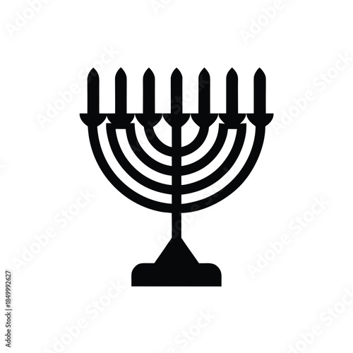 Hanukkah menorah icon vector illustration, traditional jewish religious holiday candle holder