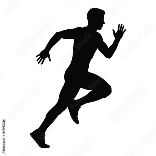Man running in motion with arms and legs extended fast  athletic male silhouette