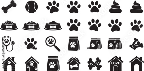 Dog Related Icons and Symbols Collection bone paw print