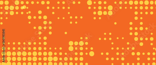 Bright orange pixelated dotted texture overlay. orange halftone pattern. Retro comic gradient background. Cartoon pop art faded gradient pattern. abstract halftone background.