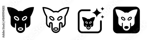 Fox face icon with wolf dog mask animal zoology and fear theme black transparent PNG vector illustration