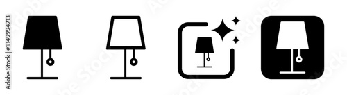 Table lamp icon for studying and working office stationery black transparent PNG vector illustration
