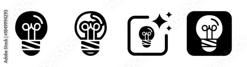 Light bulb icon representing innovation and electricity power black transparent PNG vector illustration