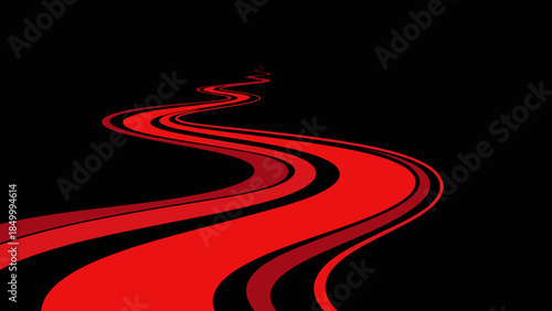 Red Wavy Lines on Black Background 2.