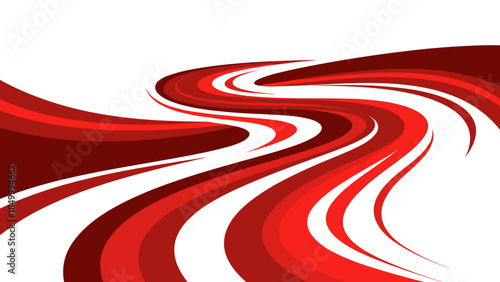 Red Wavy Lines on White Background.