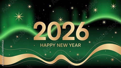 Festive Christmas and New Year greeting card design with snow stars lights and decorative text celebrating the holiday season 2026