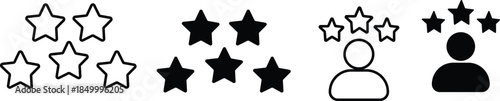 
Review icon set. Containing feedback, rating, satisfaction, like icons, quality evaluation score, achievement badge, success symbol. symbol of customers rating on transparent background
